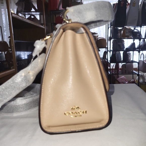 Coach Tilly Top Handle Satchel In Colorblock Taupe/Chalk + Wallet - Picture 5 of 11